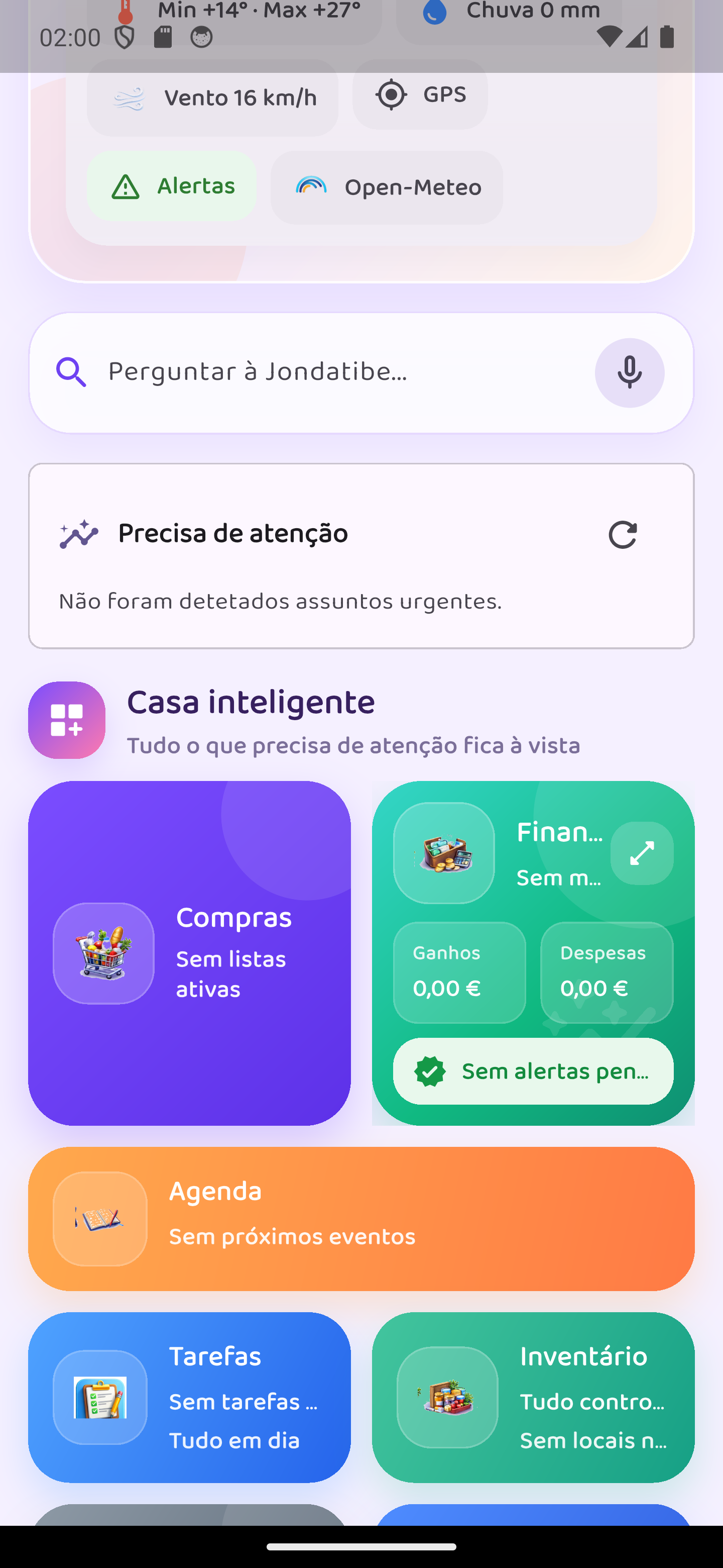 Painel de módulos da Jondatibe